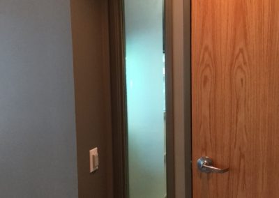 White Frost window film on office sideline with clear border