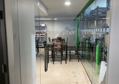 Distraction window film band squares pattern on office glass