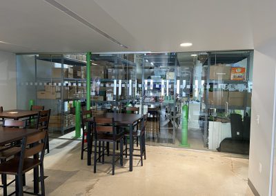 Distraction window film band squares pattern on office glass