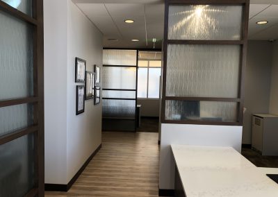 Solyx Clear Waters decorative film on all interior windows of an office