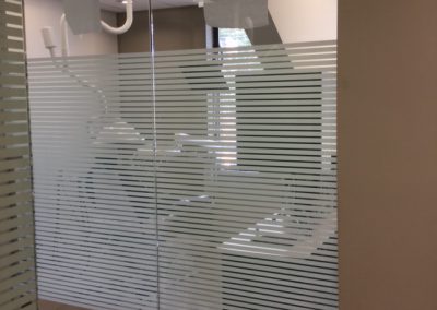 Solyx decorative window film with horizontal white stripes